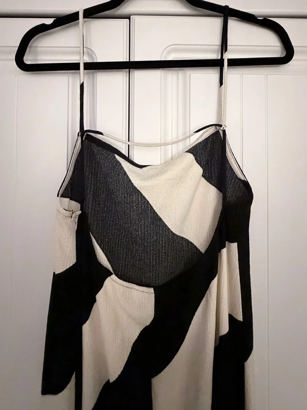 H&M Black & Cream Striped Maxi Slip Dress Size Medium - Picture 2 of 5